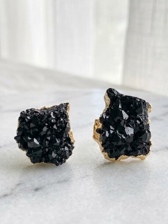 Elizabeth Besich Jewelry - Ladies Black Stud Stone Earrings